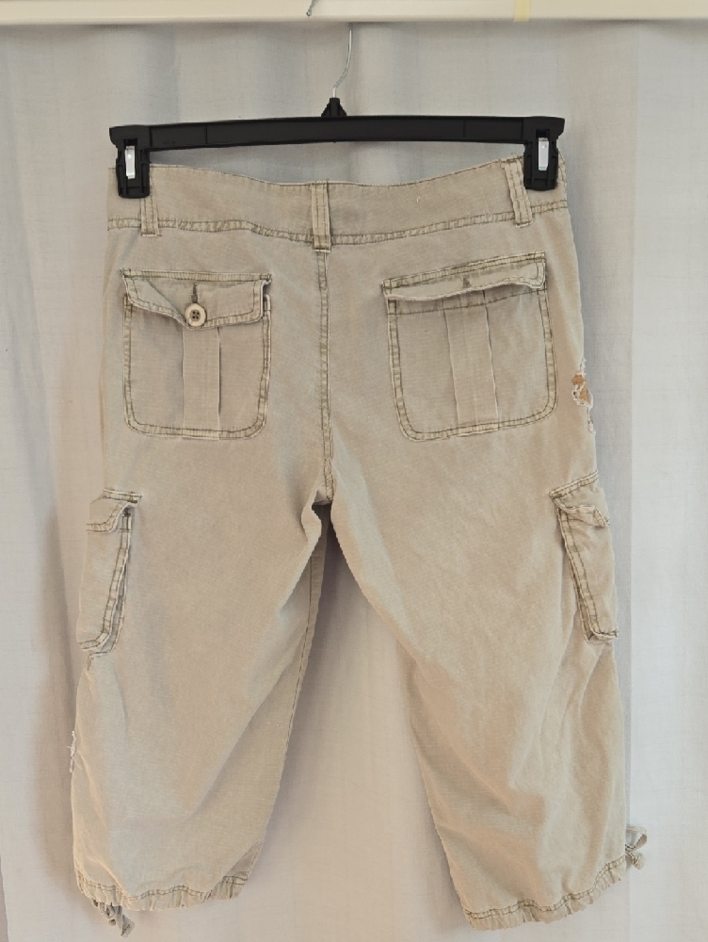 Natural Reflections Khaki Embroidered Cargo Capris - Picture 7 of 10